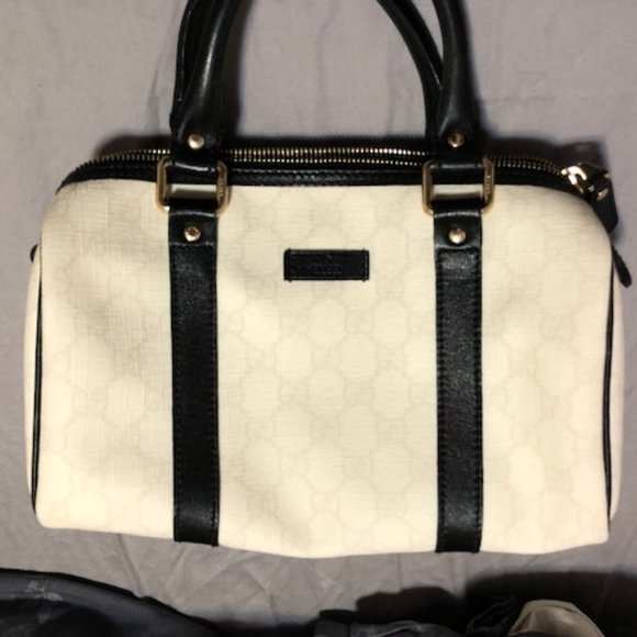 Gucci Small Joy Boston Bag With Double Handles Black and White - Picture 1 of 7